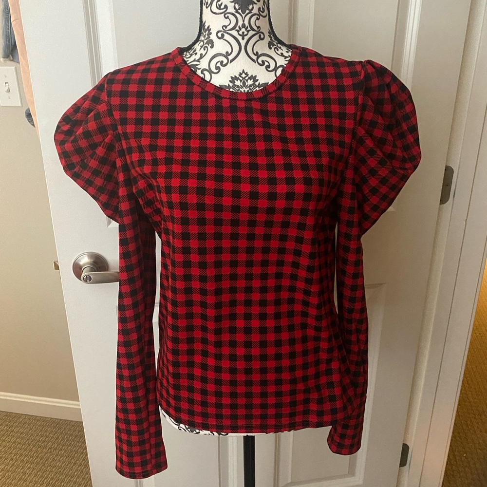 SHEIN Red and Black Plaid Women's Top size XL